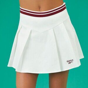 Reebok Mini Tennis Skirt Pleated Elastic Waist White Burgundy Forever 21 Collab